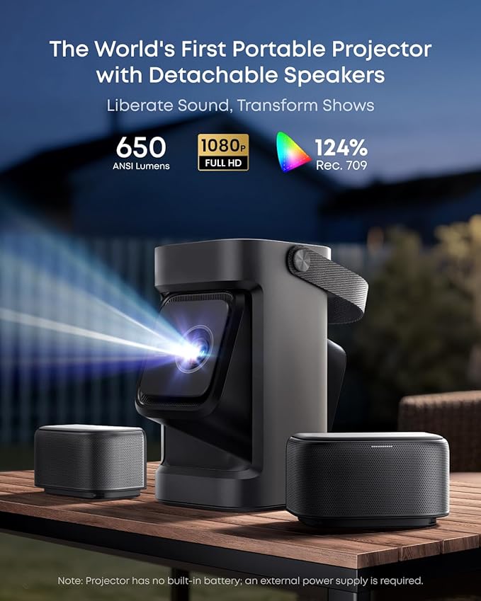 Portable GTV Projector with Detachable Speakers